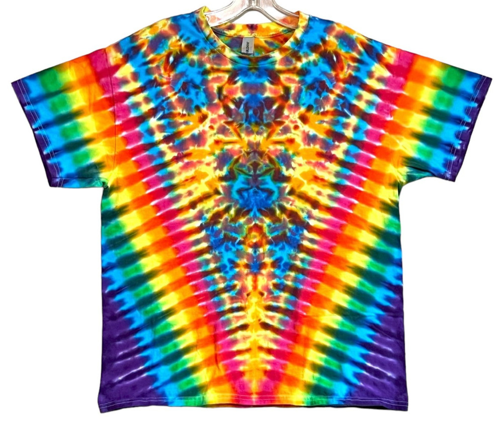 Tie Dye Shirt | Rainbow Pinwheel V Blotter | Handmade | Unisex | Tall | Women’s
