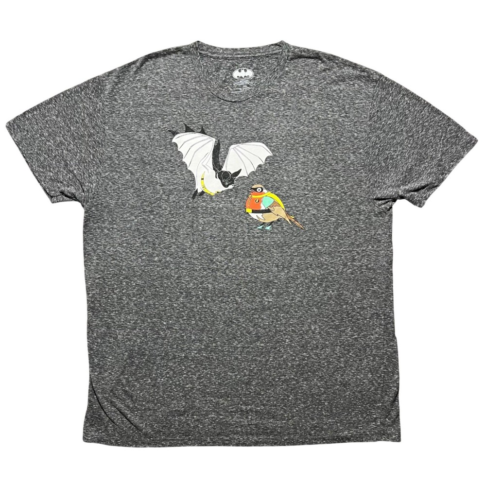 Batman Robin Literal Bat Bird Funny T Shirt Mens 2XL Gray DC Comics Graphic Tee