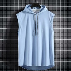 Solid Color Men’s Tank Tops Vest Sleeveless Tees For Male Hooded