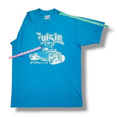 Vintage CRUISIN 1991 Willows, CA Street Rod Single Stitch Blue T-Shirt Men’s L