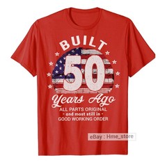 Funny 50th Birthday USA Flag T-Shirt Built 50 Years Old Ago Bday Tee Vintage Men