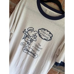 Vintage Morton Chrusciki Cookie Ringer Tee USA Single Stitch White XL Rare