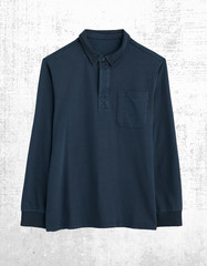 Men’s Seasalt T-shirt Cotton Collared Button Up Rugby Top Cotton Pockets Navy