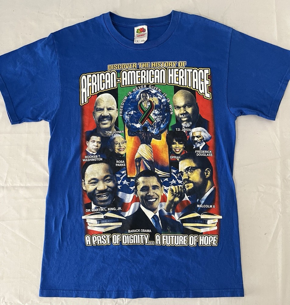 Vintage African American Heritage Shirt Mens Medium Black History MLK Obama Tee