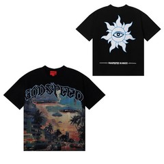 Summer New Style Skull Rock Band Letter Print Short-sleeved T-shirt GOD1