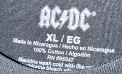 AC/DC BACK IN BLACK GRAPHIC TEE BLACK SIZE XL