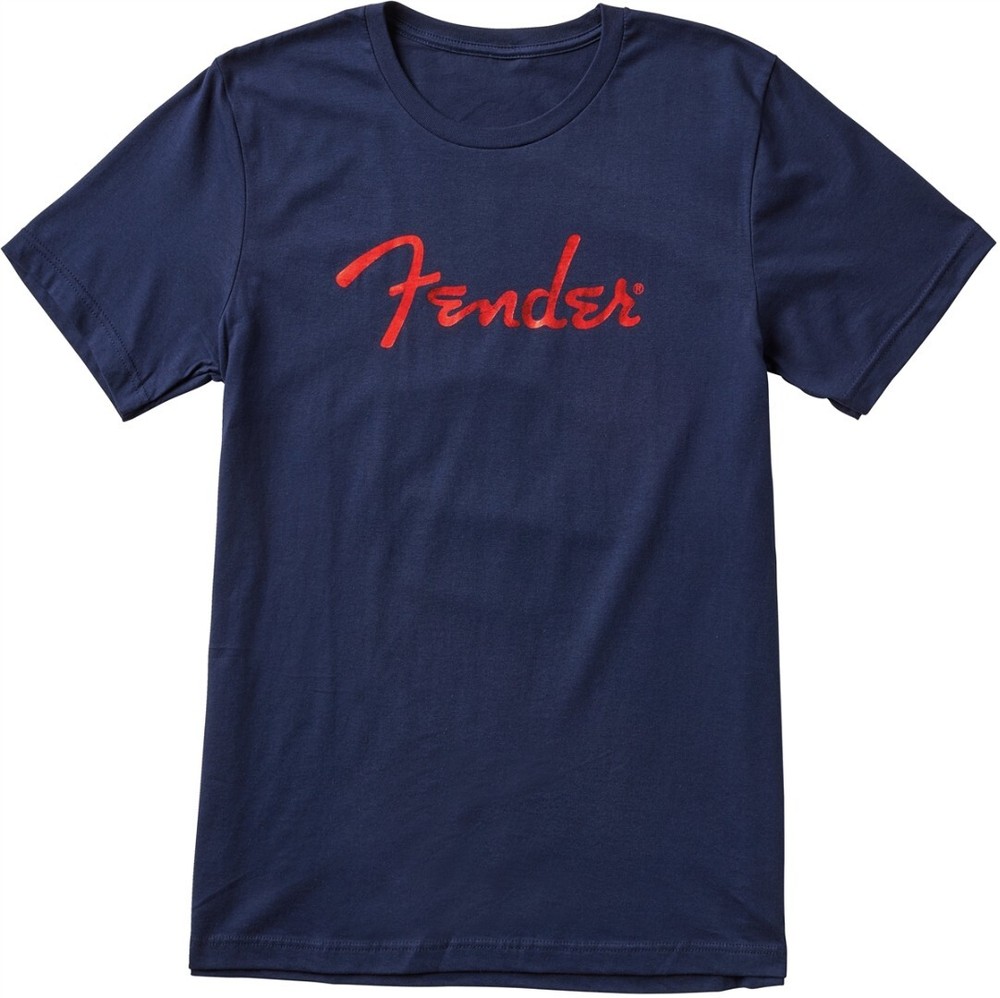 Fender Foil Spaghetti Logo T-Shirt, Blue, Size Small, Model #9123013096