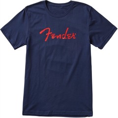 Fender Foil Spaghetti Logo T-Shirt, Blue, Size Small, Model #9123013096