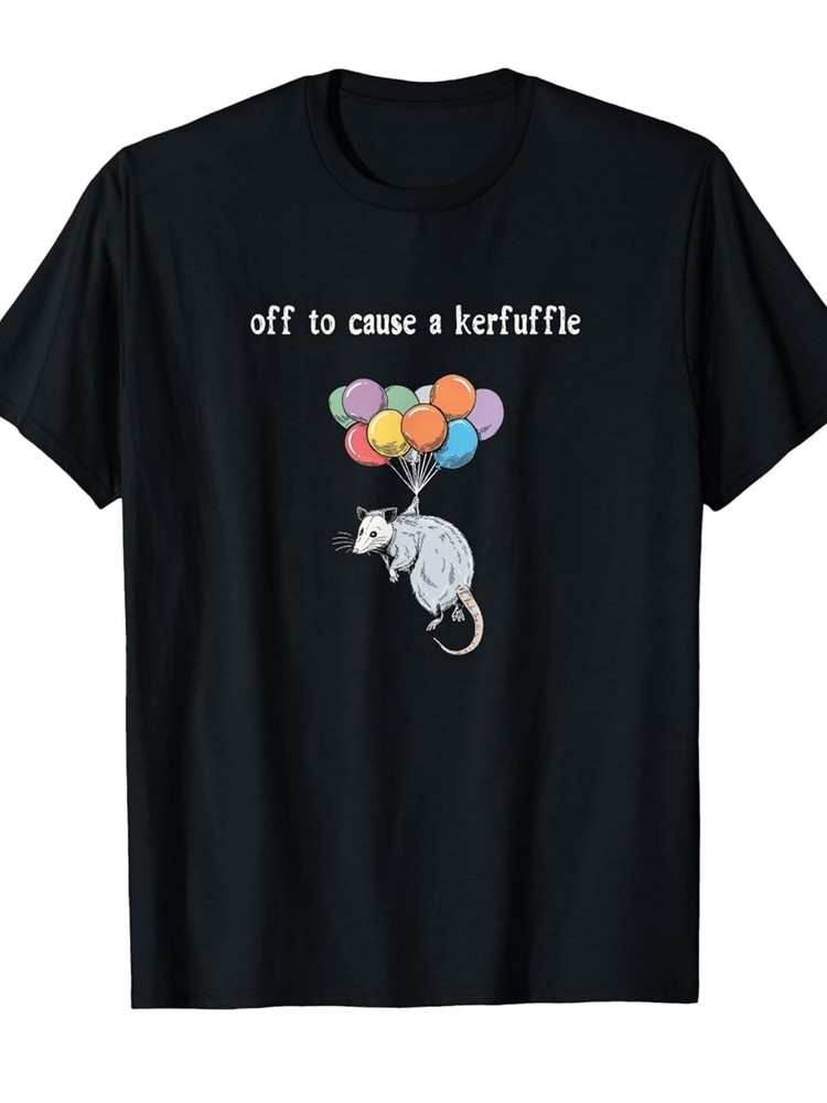 Off to Cause A Kerfuffle Funny Opossum T-Shirt – Retro Quirky Weird Animals