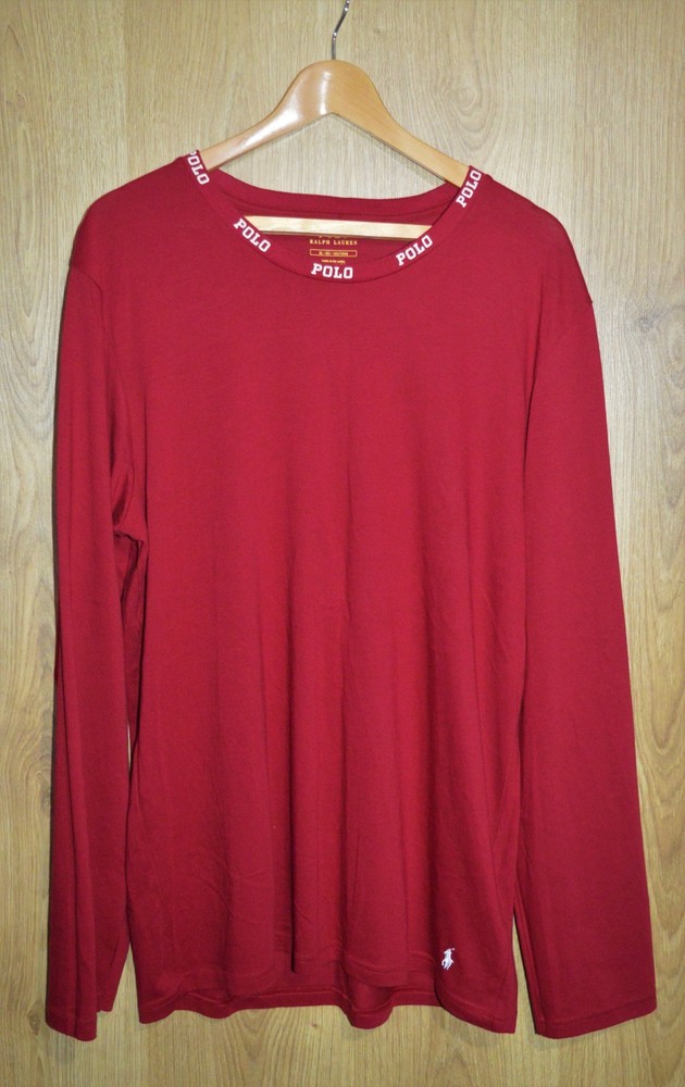 Polo Ralph Lauren Long Sleeve Extra Large XL Designer Logo Collar Polo Burgundy