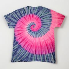 *New* 3XL & 4XL Handmade Tie Dye, Pink Blue Spiral, Crew or V-Neck