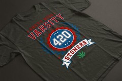 420 Ghett High Varsity Funny Parody T-shirt, Unisex Tee w Marijuana Pot Leaf