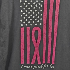 Cancer Awareness Unisex T-Shirt I wear pink for her Black Live Breathe Fight XL