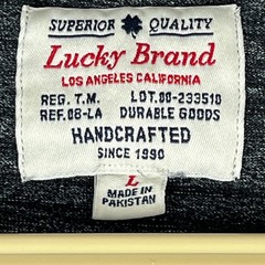 Lucky Brand Henley Shirt Mens L Charcoal Gray Marled Space Dye Long Sleeve