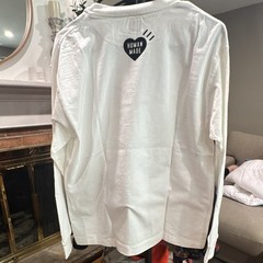 HUMAN MADE White Long Sleeve Graphic Logo Tee Duck Crew Neck Size S HM28CS010