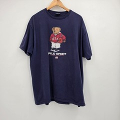 Vintage 90s Polo Sport Ralph Lauren Men’s T-Shirt Size Large Navy Blue Bear USA