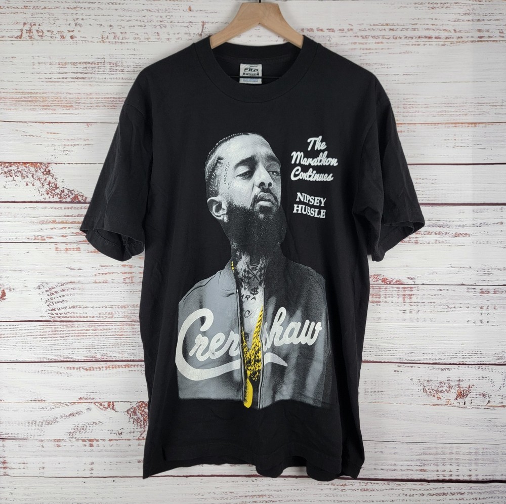 Nipsey Hussle Pro Club Heavy Weight Marathon Continues T Shirt Mens Size L Large
