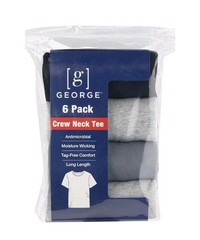 Men’s George Assorted Crew Neck Moisture Wicking T’s, 6-Pack (2 black & 4 greys)