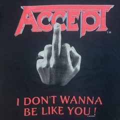 Vintage 90s Accept Shirt Size Large Middle Finger Band Tour Metal Thrash Rock