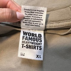 Shaka Wear T Shirt XL Heavyweight Cotton Garment Dye Tan Streetwear Mens