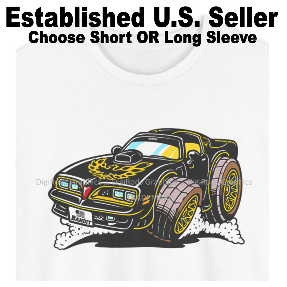 DigiRods Pontiac Trans Am Bandit Black And Gold Movie Model Cartoon Car T Shirt