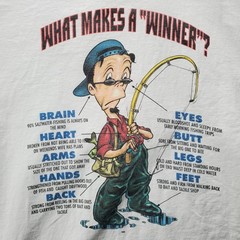 Vintage What Makes A Winner Fishing T Shirt Mens Large Funny Humor Tultex