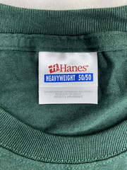 Hanes Heavyweight 50/50 Blank T Shirt NOS Dark Green Size Large Vintage