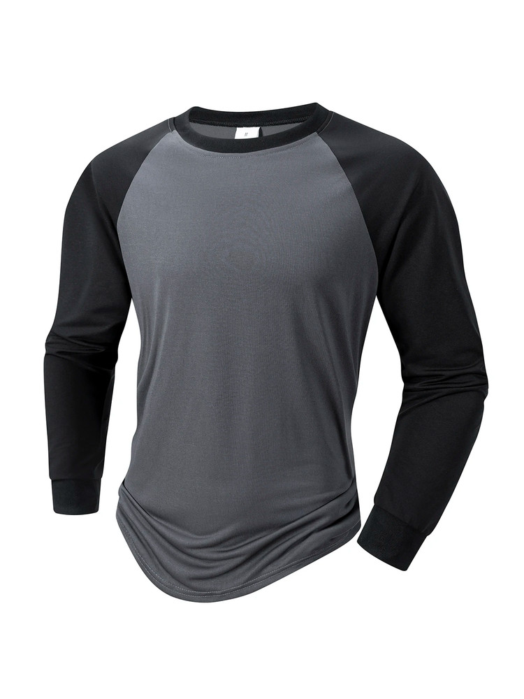 Mens Contrast Baseball Long Sleeve T Shirt Casual ToP 4 Colours UK