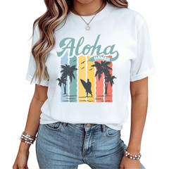 Retro Aloha Hawaii Palm Tree Beach Graphic Tee