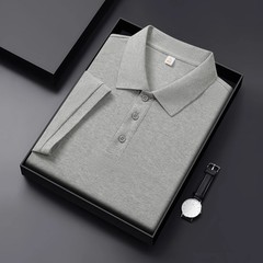 New men’s casual pure-color POLO shirt, suitable for daily commuting, featuring