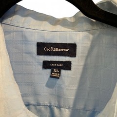 Croft & Barrow Mens XL Light Blue Grid Short Sleeve Easy Care Button Down Shirt