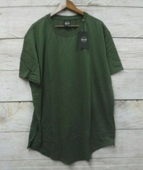Krisp Shirt Big Mens Big 4XL Olive Green Zipper Sides Crewneck Slim Fit Long New