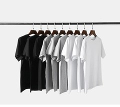 Men T Shirt Cotton Short Sleeve Solid Pure Color Leisure Basic Streetwear Top