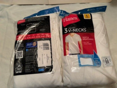 NEW- Hanes T Shirts Mens V-NECK Large White 2 / 3 Packs (6 TOTAL)- FIRST QUALITY