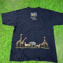 Vintage 1990’s Blue The Wild Safari Kingdom Animal T Shirt One Size 22 X 30 In