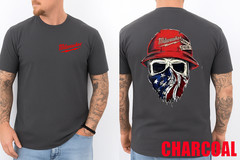 Milwaukee Tool Roughneck Skull America Flag T-Shirt, Unisex 2-Sided