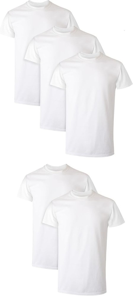 Hanes Men’s White Crewneck T-Shirt 5-Pack Undershirt Tee TAGLESS FreshIQ Comfort