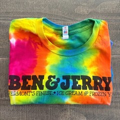 Ben & Jerry’s Tie Dye Shirt Bayside USA 100% Combed Ring Spun Cotton USA Medium