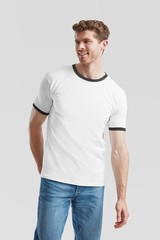 Fruit of the Loom Cotton Ringer T – Contrast Collar/Hem T-shirt