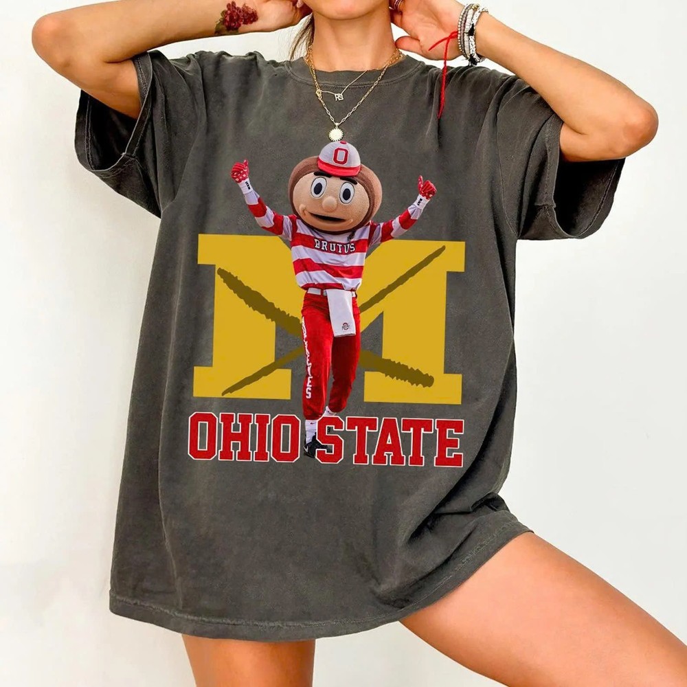 Brutus Ohio State Snow Fan Football T-shirt, Erase the M Ohio State Rivalry Fron