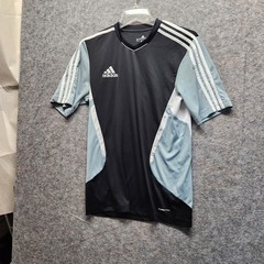 Adidas Clima Cool Unisex Black Blue Embroidery Logo Regular Fit T-Shirt Size S
