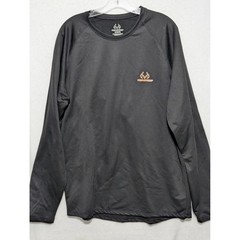Realtree Mens Long Sleeve Performance Shirt Black Orange Logo Size Large L 42/44