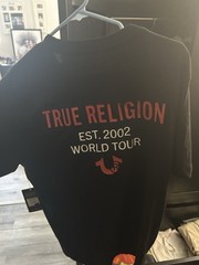 True Religion World Tour Men’s L Black Graphic Logo Crewneck Tagless T-Shirt