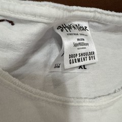 Shaka Wear XL Heavyweight Art Sketch Graphic Tee Distressed Drop Shoulder White