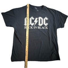 AC/DC Back in Black Men’s XL T-Shirt Classic Rock Band Tee Black Short Sleeve