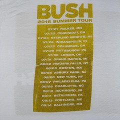 Bush 2016 Summer Tour Concert Men’s Graphic T-Shirt White Yellow Size Large