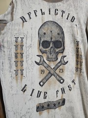 Affliction Live Fast Skull Graphic T Shirt Men Large Distressed Biker Grunge USA