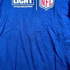 Hanes Perfect T-Shirt Mens L Blue Bud Light Official Beer Sponsor NFL Graphic