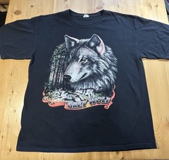 Grey Wolf Black Tee By Keys USA Soft Ring Spun Cotton Black Tee Size XL