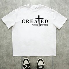 Men’s “Created with a Purpose” Christian graphic T-shirt, faith quote print tee